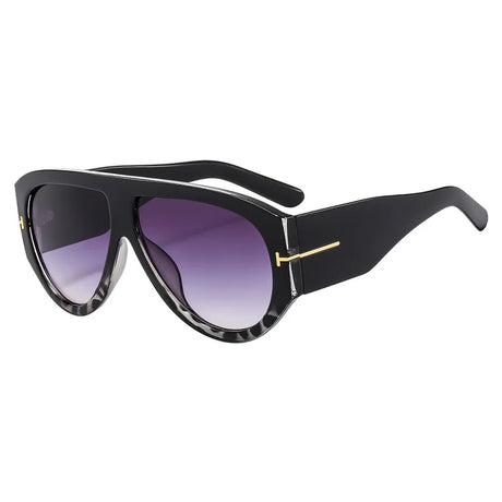 Vintage Female Retro Flat Top One Piece Sunglasses black