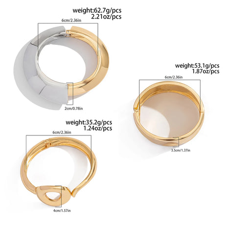 Size of Vintage Gold Color Chunky Metal Bracelets