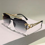 Black Vintage Gradient Casual Rimless Pilot Sunglasses