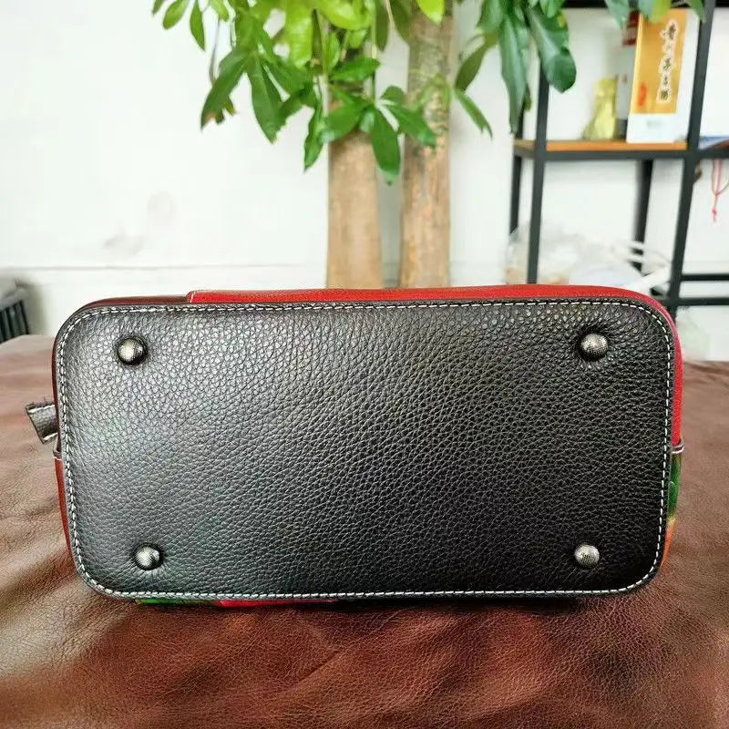 Vintage Leather Floral Handbag