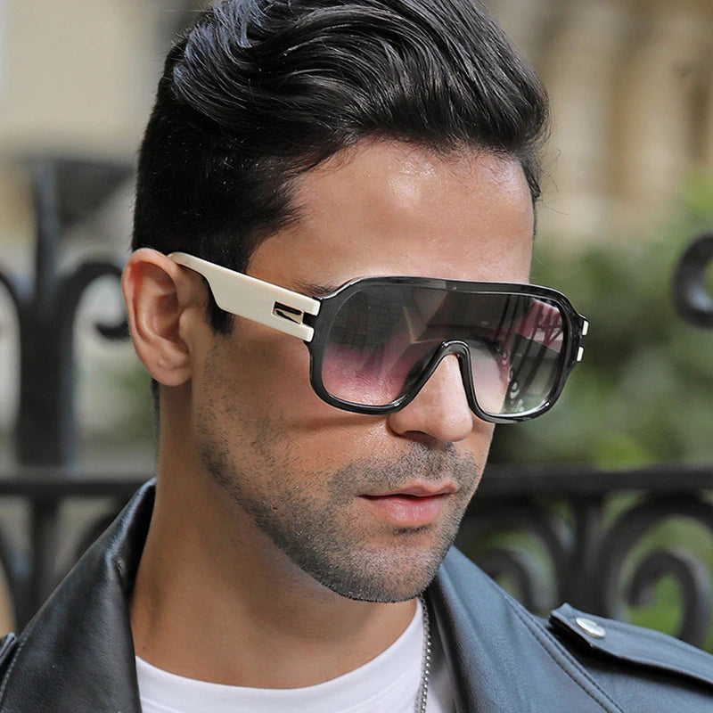 model using Vintage Luxury Oversized Sunglasses