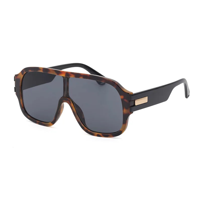 black leopard frame, black lens sunglasses