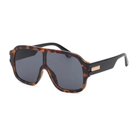 black leopard frame, black lens sunglasses