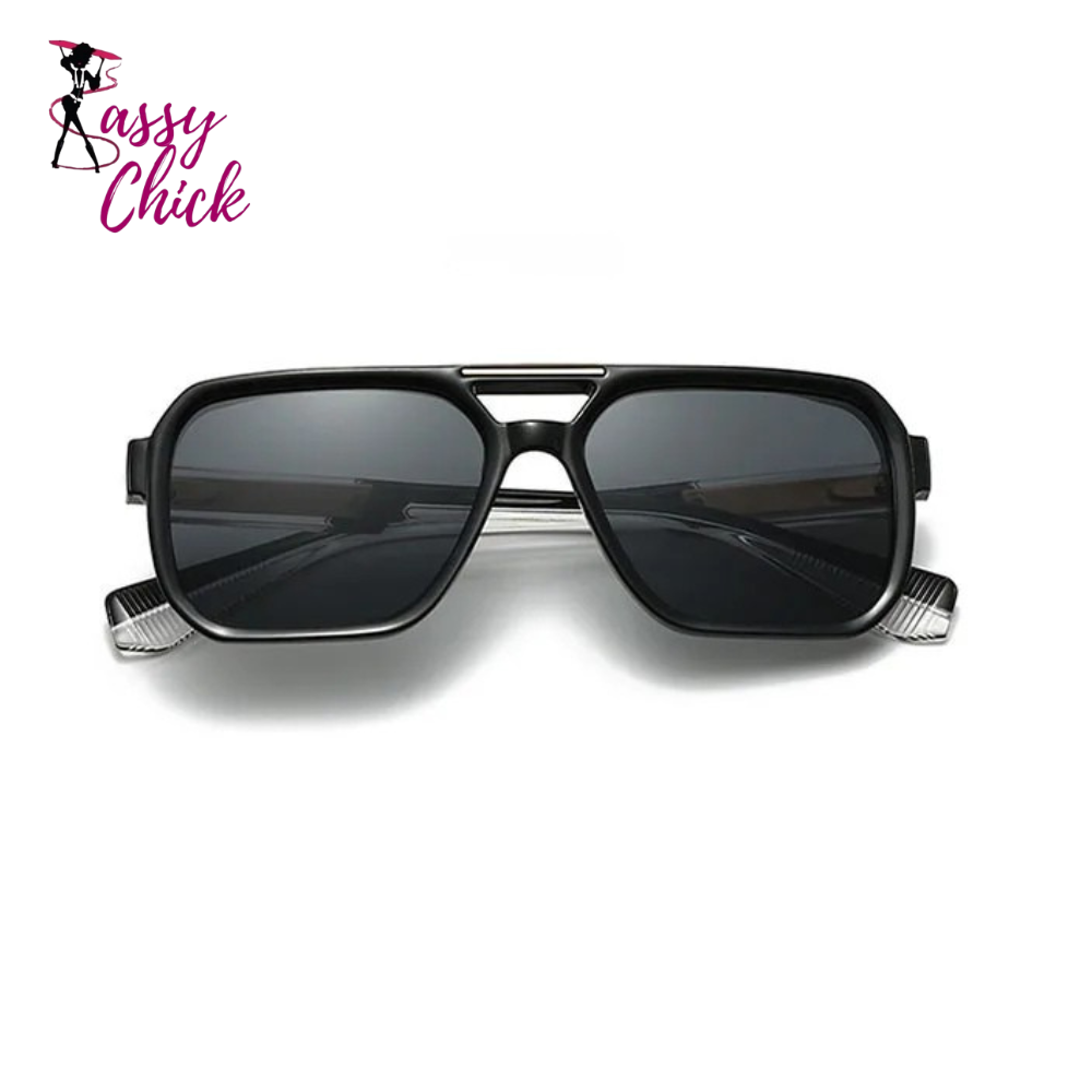 Vintage Luxury Square Men Sunglass Sassy Chick Logo