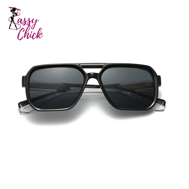 Vintage Luxury Square Men Sunglass Sassy Chick Logo
