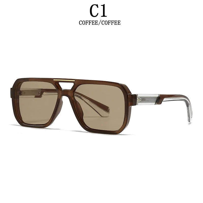 Brown Vintage Luxury Square Men Sunglass