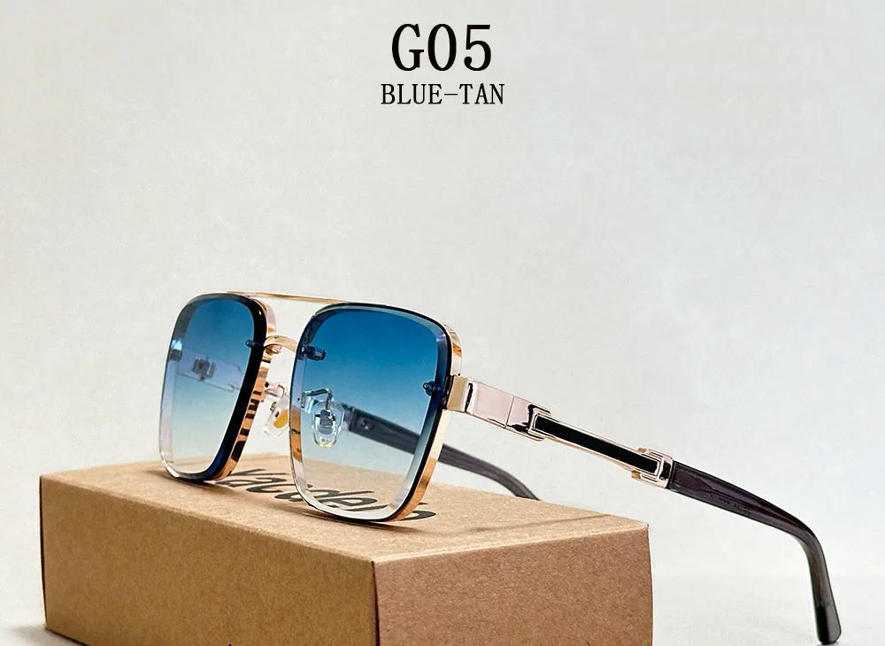 Vintage Men Trendy Sunglasses blue tan