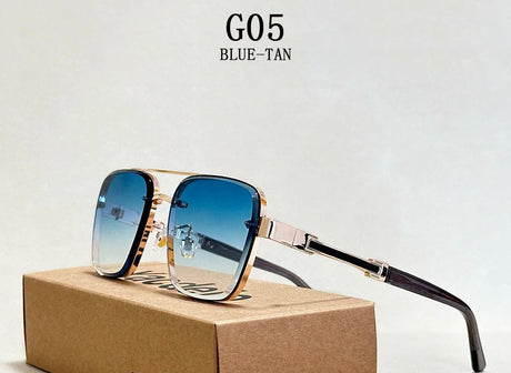 Vintage Men Trendy Sunglasses blue tan