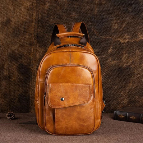 Brown Vintage Men's Retro Mini Backpack