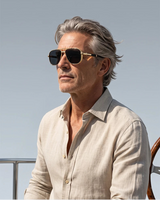 Model Using Vintage Metal Double Bridge Sunglasses