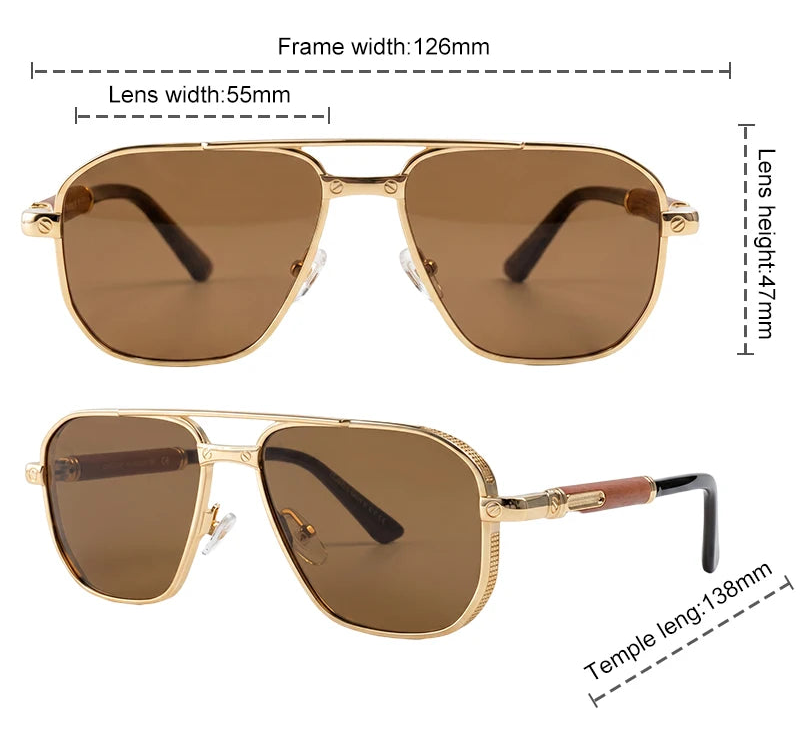 Dimension of Vintage Metal Double Bridge Sunglasses