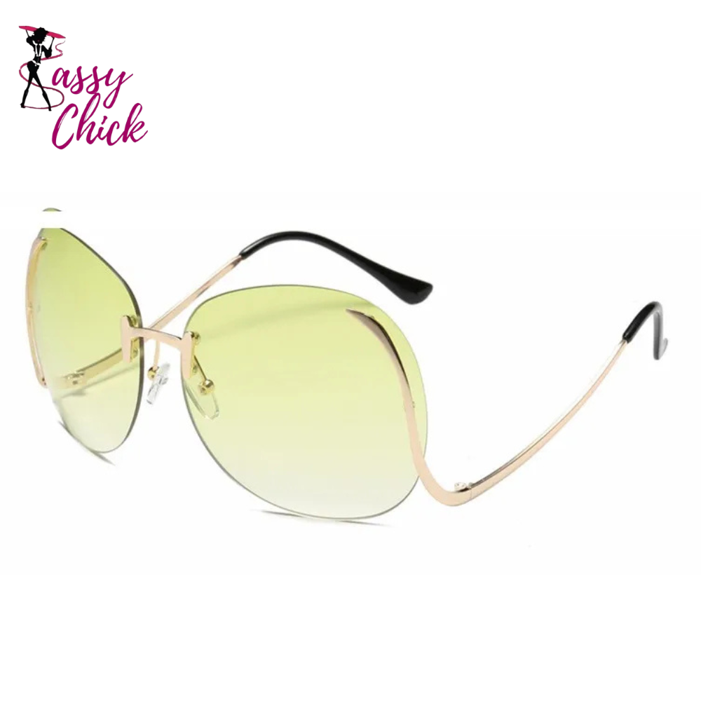 Vintage Metal Frame Oval Sunglasses Sassy Chick Logo
