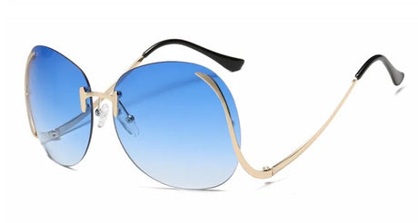 Blue Vintage Metal Frame Oval Sunglasses