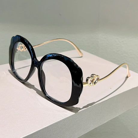Black Vintage Multi-color Optical Oversize Round Glasses