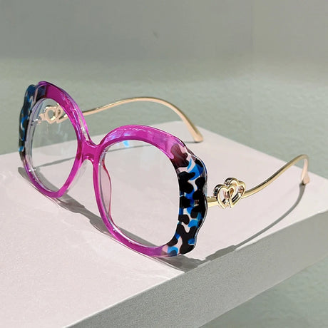 Pink Vintage Multi-color Optical Oversize Round Glasses