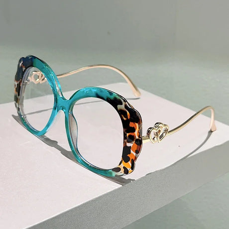 Blue Vintage Multi-color Optical Oversize Round Glasses