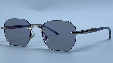 Vintage Octagon Rimless Geometric Sunglasses