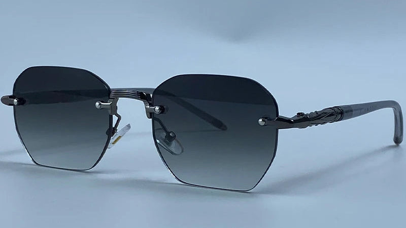 Vintage Octagon Rimless Geometric Sunglasses