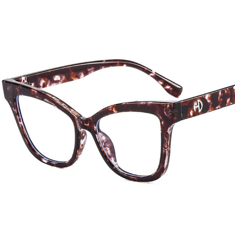 Vintage Oversized Cat Eye Frame Eyewear brown/ white