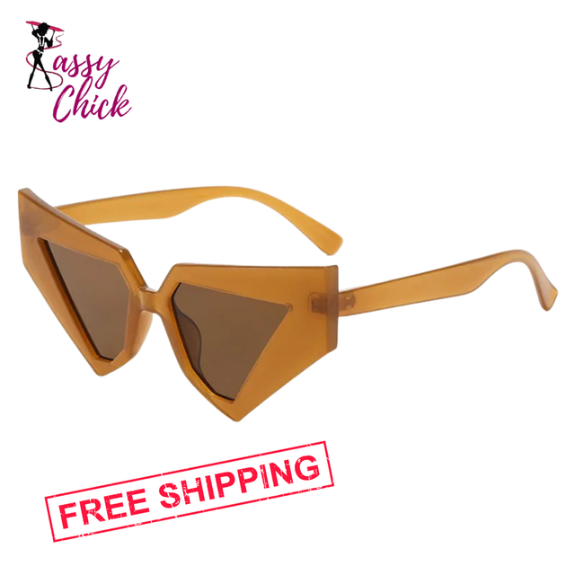 Vintage Oversized Cat Eye Women Sunglasses Sassy Chick Logo