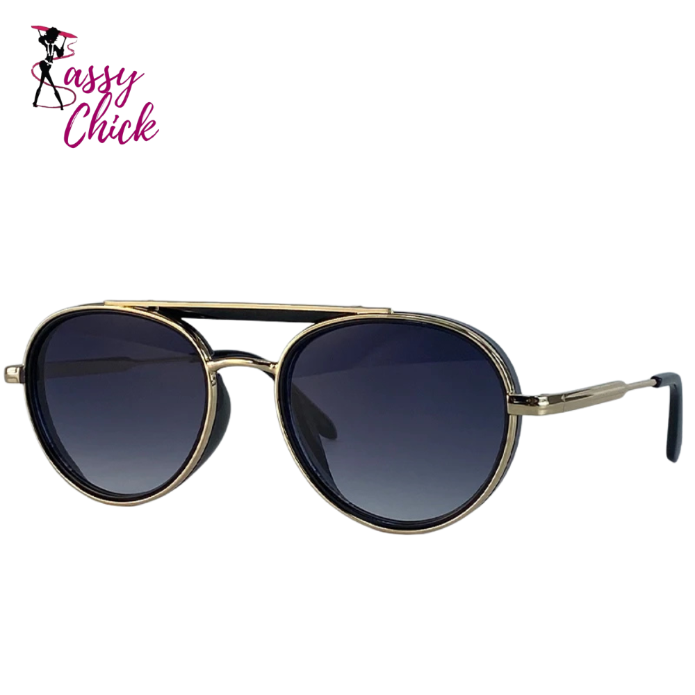 Vintage Oversized Double Beam Oval Sunglasses