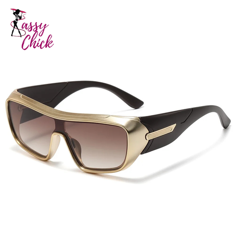 Vintage Oversized Square Hip Hop Sexy Sunglasses Sassy Chick Logo