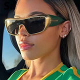 Model Using Vintage Oversized Square Hip Hop Sexy Sunglasses