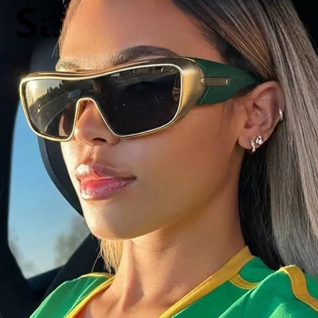 Model Using Vintage Oversized Square Hip Hop Sexy Sunglasses