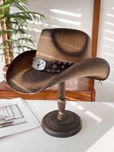 Vintage Panama Cowboy Hat brown black