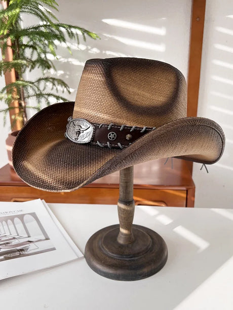 Vintage Panama Cowboy Hat brown black