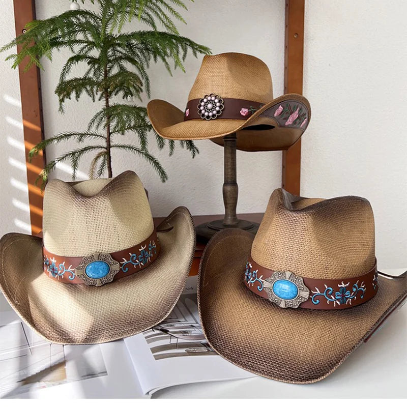 Vintage Panama Cowboy Hat brown 