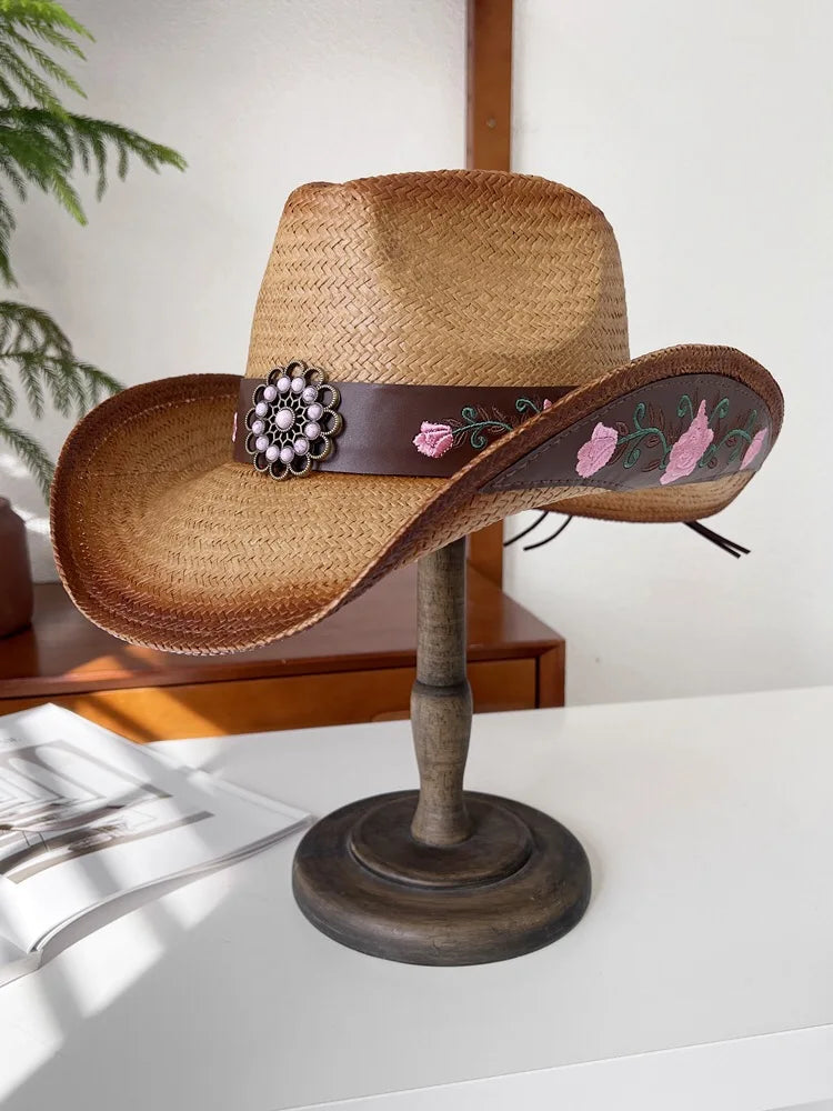 Vintage Panama Cowboy Hat brown 