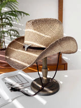 Vintage Panama Cowboy Hat white brown
