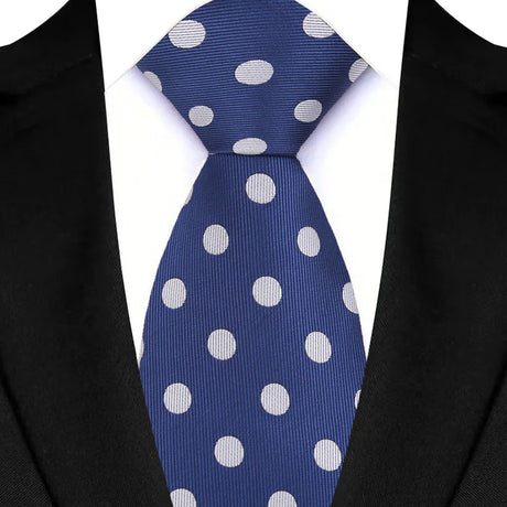 Blue Vintage Polka Dots 8CM Wedding Necktie