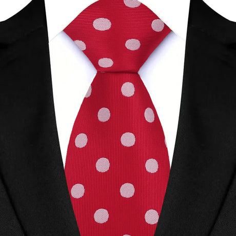 Red Vintage Polka Dots 8CM Wedding Necktie