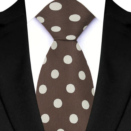 Brown Vintage Polka Dots 8CM Wedding Necktie
