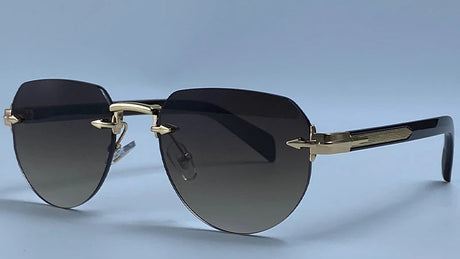 Vintage Polygon Oval Metal Rimless Sunglasses