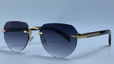Vintage Polygon Oval Metal Rimless Sunglasses