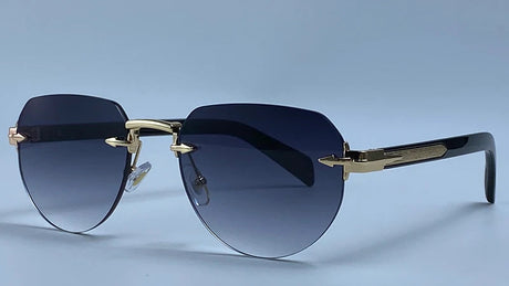 Vintage Polygon Oval Metal Rimless Sunglasses