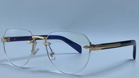 Vintage Polygon Oval Metal Rimless Sunglasses