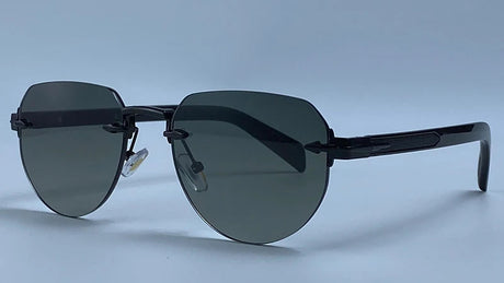 Vintage Polygon Oval Metal Rimless Sunglasses