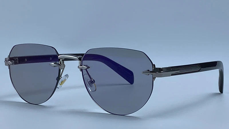 Vintage Polygon Oval Metal Rimless Sunglasses