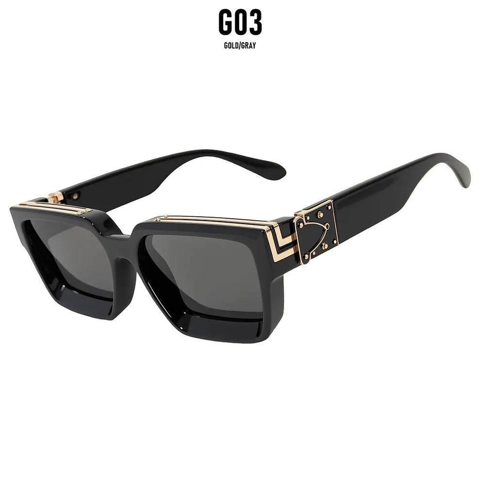 Black Vintage Retro Square Men Sunglass