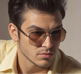 Model Using Vintage Retro Square Men Sunglasses