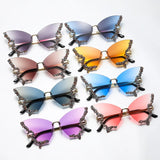 Collection of Vintage Rimless Oversized Diamond Butterfly Sunglasses
