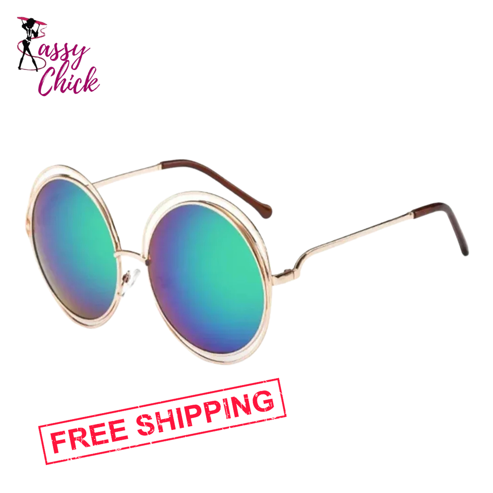 Vintage Round Big Mirror Sunglasses Sassy Chick Logo