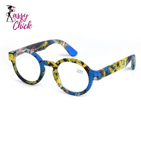 Vintage Round Frame Clear Elderly Reading Eyewear Sassy Chick Logo