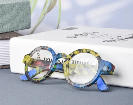 Blue Vintage Round Frame Clear Elderly Reading Eyewear