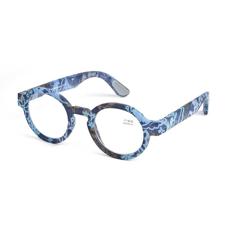 Blue Vintage Round Frame Clear Elderly Reading Eyewear