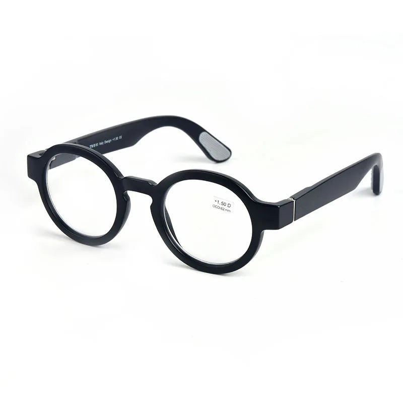 Black Vintage Round Frame Clear Elderly Reading Eyewear
